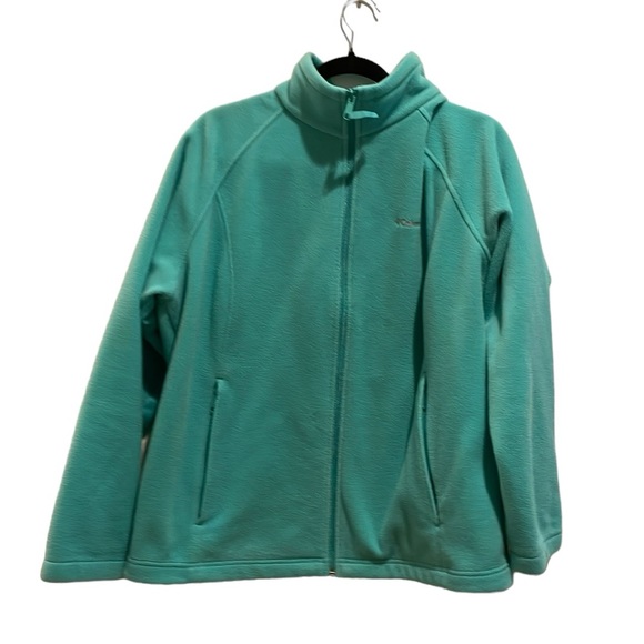 Columbia Fleece Coat/Jacket, Women’s 2XL, aqua, zip up - Picture 2 of 4